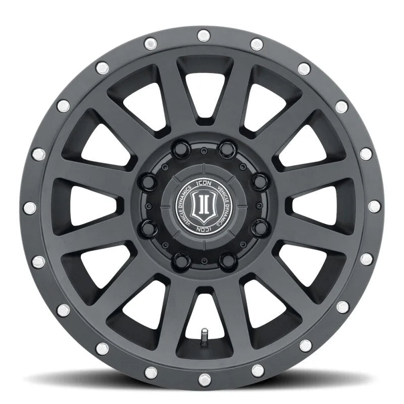 ICON Compression HD 18x9 8x165.1 12mm Offset 5.5in BS - Satin Black Wheel - Side View