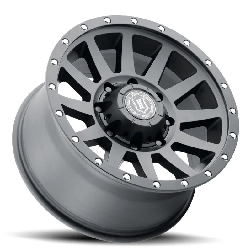 ICON Compression HD 18x9 8x165.1 12mm Offset 5.5in BS - Satin Black Wheel - Detail View