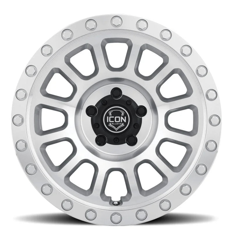 ICON Hulse 17 X 8.5 6 X 5.5 0mm Offset 4.75in BS Silver Machined - Back View