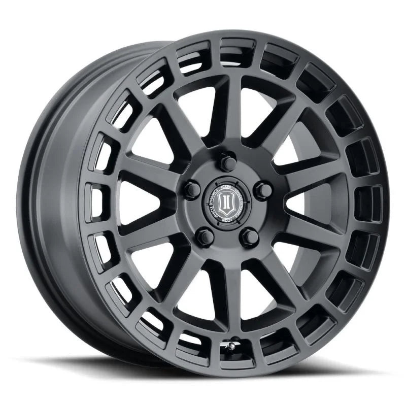 ICON Journey 17x8.5 5x108 38mm Offset 6in BS Satin Black Wheel - Main Product View