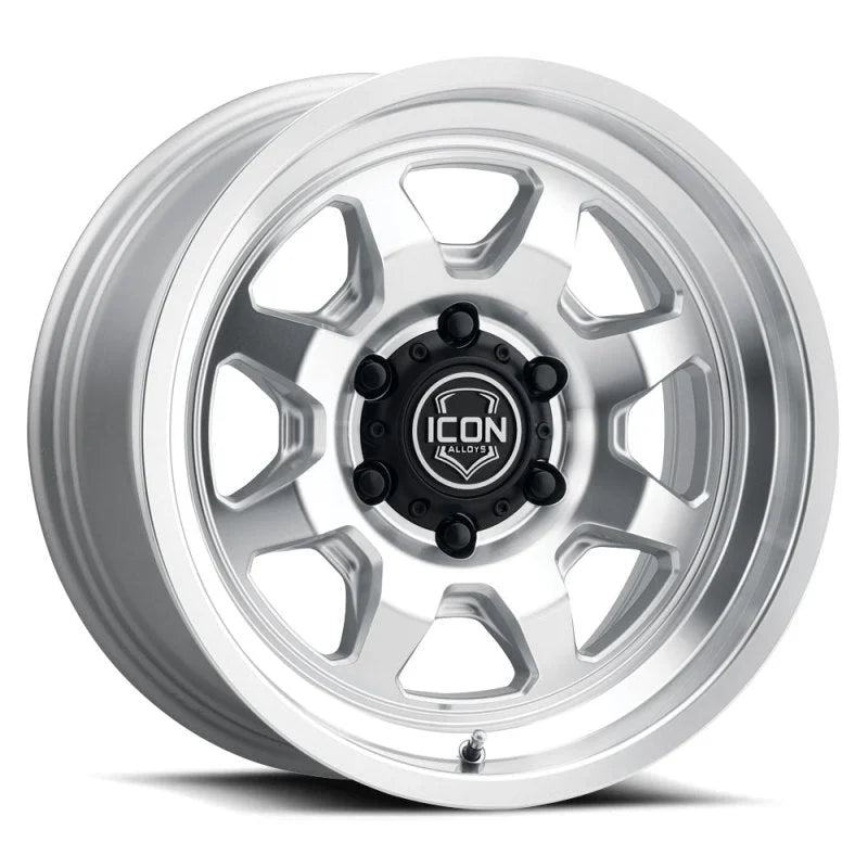 ICON Nuevo 17 X 8.5 5 X 5 6mm Offset 4.5in BS Silver Machined - Main Product View