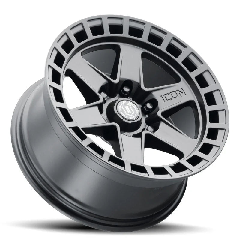 ICON Raider 17x8.5 6x120 0mm Offset 4.75in BS Satin Black Wheel - Detail View
