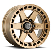 Load image into Gallery viewer, ICON Raider 17x8.5 6x120 0mm Offset 4.75in BS Satin Brass Wheel - Main Product View