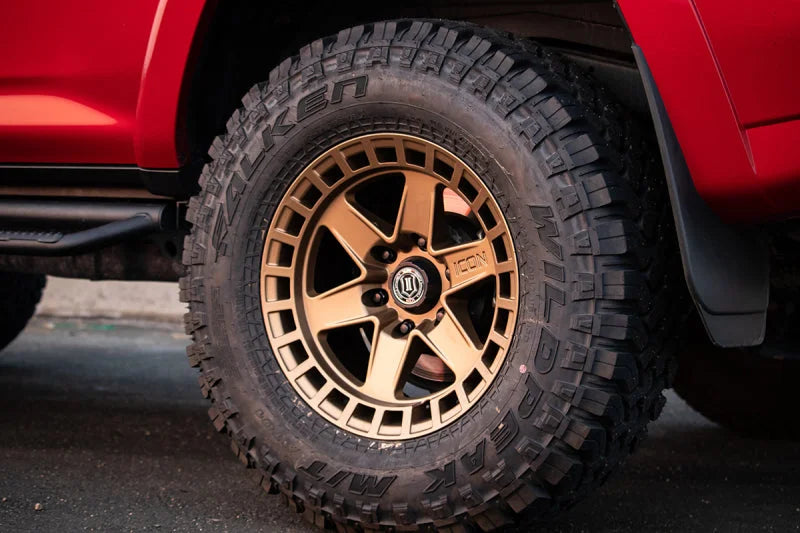 ICON Raider 17x8.5 6x120 0mm Offset 4.75in BS Satin Brass Wheel - Side View