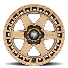 Load image into Gallery viewer, ICON Raider 17x8.5 6x120 0mm Offset 4.75in BS Satin Brass Wheel - Back View