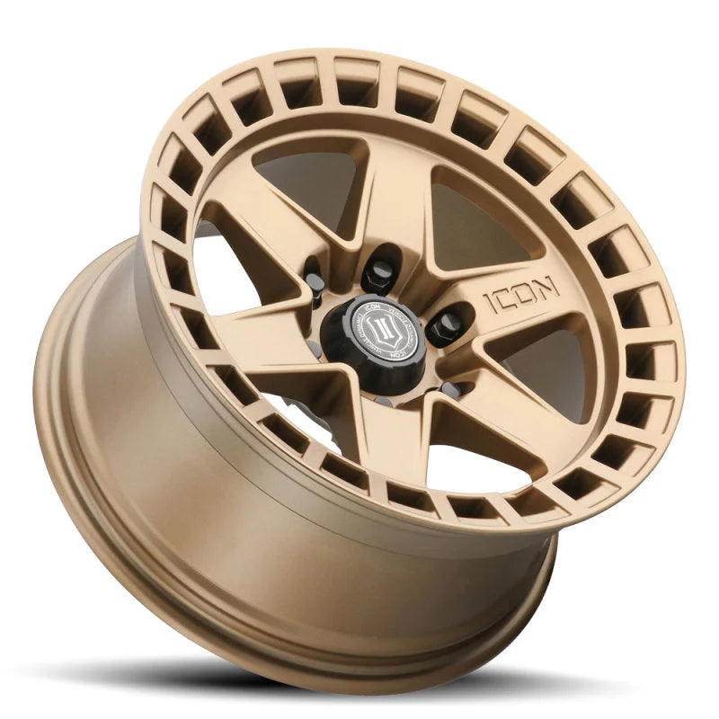ICON Raider 17x8.5 6x120 0mm Offset 4.75in BS Satin Brass Wheel - Installation View