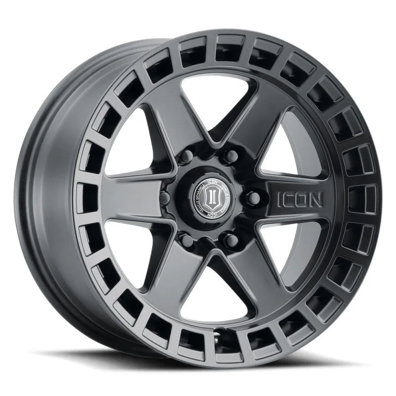 ICON Raider 17x8.5 6x135 6mm Offset 5in BS Satin Black Wheel - Main Product View