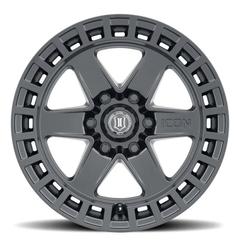 ICON Raider 17x8.5 6x135 6mm Offset 5in BS Satin Black Wheel - Side View