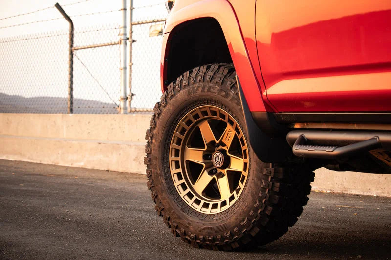 ICON Raider 17x8.5 6x5.5 0mm Offset 4.75in BS Satin Brass Wheel - Installation View