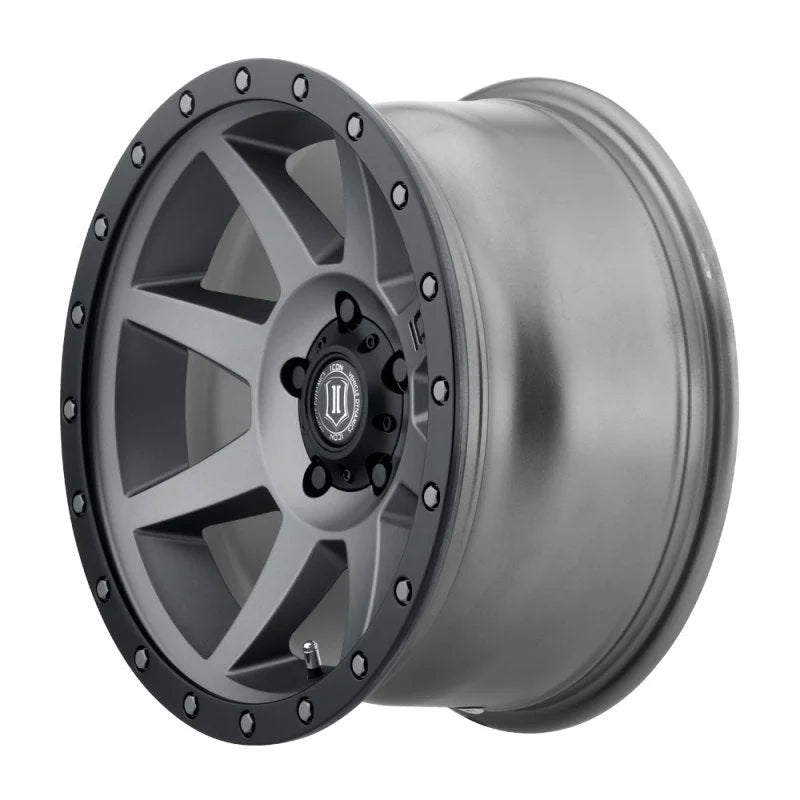 ICON Rebound 17x8.5 5x4.5 0mm Offset 4.75in BS 71.5mm Bore Titanium Wheel - Detail View