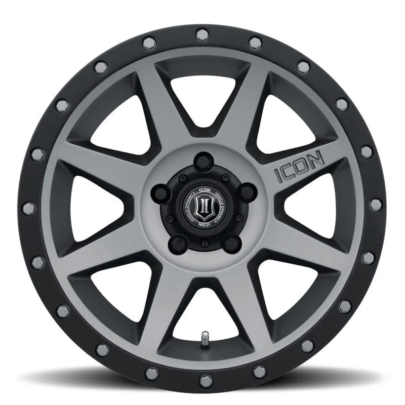 ICON Rebound 17x8.5 5x5.5 0mm Offset 4.75in BS 77.9mm Bore Titanium Wheel - Side View