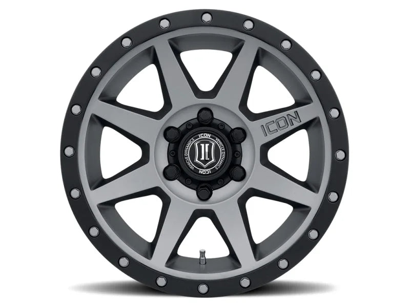 ICON Rebound 18x9 6x135 6mm Offset 5.25in BS 87.1mm Bore Titanium Wheel - Side View