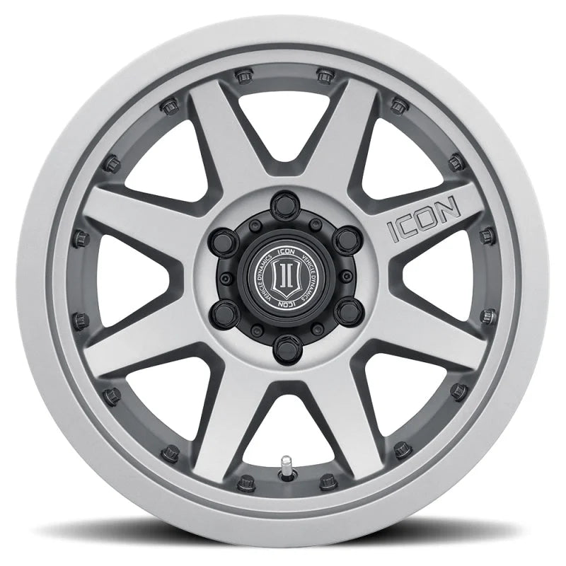 ICON Rebound Pro 17x8.5 5x150 25mm Offset 5.75in BS 110.1mm Bore Titanium Wheel - Back View