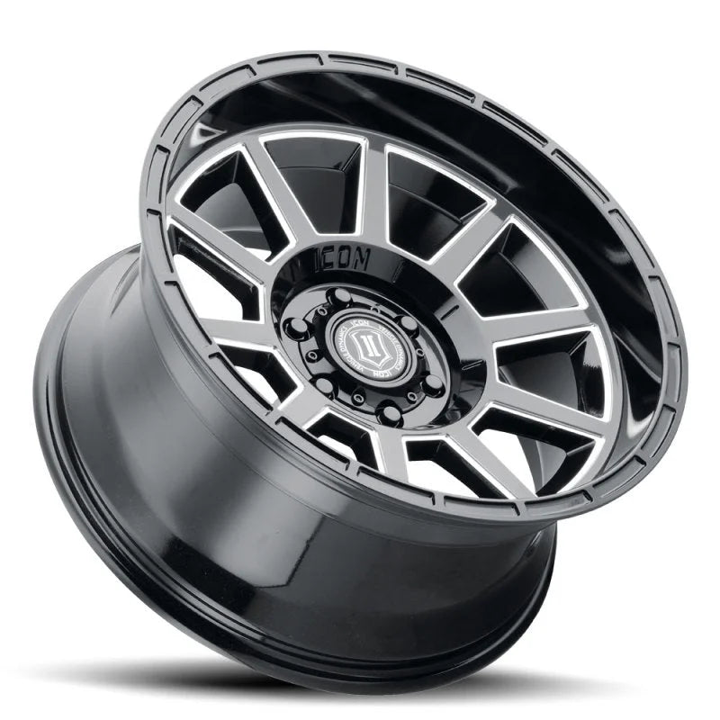 ICON Recoil 20x10 5x5 -24mm Offset 4.5in BS Gloss Black Milled Spokes Wheel - Back View