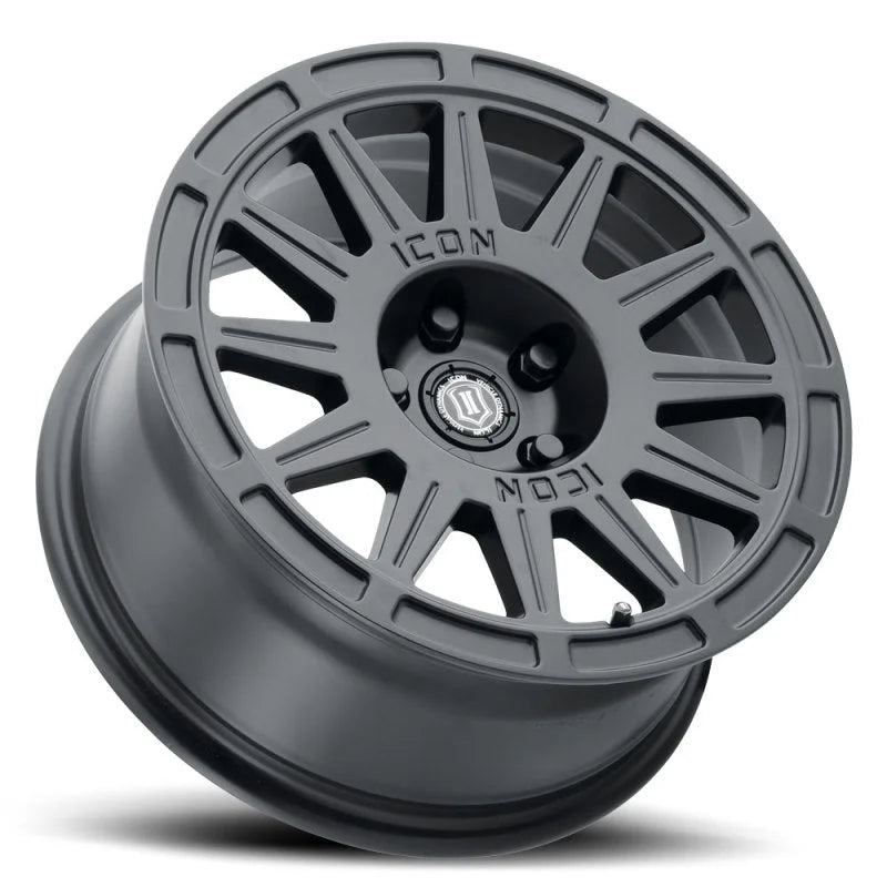 ICON Ricochet 15x7 5x100 15mm Offset 4.6in BS 56.1mm Bore Satin Black Wheel - Additional View 6