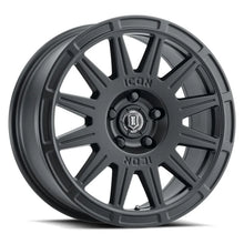 Load image into Gallery viewer, ICON Ricochet 17x8 5x100 38mm Offset 6in BS Satin Black Wheel - Main Product View