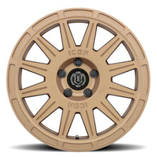 Load image into Gallery viewer, ICON Ricochet 17x8 5x100 38mm Offset 6in BS Satin Gold Wheel - Installation View