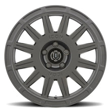 Load image into Gallery viewer, ICON Ricochet 17x8 5x108 38mm Offset 6in BS Satin Black Wheel - Side View