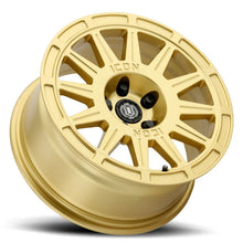 Load image into Gallery viewer, ICON Ricochet 17x8 5x4.5 38mm Offset 6in BS - Gloss Gold Wheel - Back View