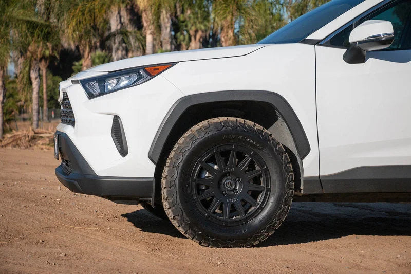 ICON Ricochet 17x8 5x4.5 38mm Offset 6in BS Satin Black Wheel - Side View