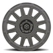 Load image into Gallery viewer, ICON Ricochet 17x8 5x4.5 38mm Offset 6in BS Satin Black Wheel - Back View