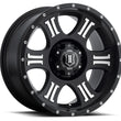 Load image into Gallery viewer, ICON Shield 17x8.5 5x5 0mm Offset 4.75in BS 71.5mm Bore Satin Black/Machined Wheel