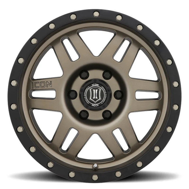 ICON Six Speed 17x8.5 6x5.5 25mm Offset 5.75in BS 108.1mm Bore Bronze Wheel - Back View