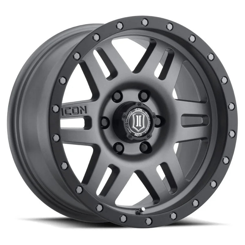 ICON Six Speed 17x8.5 6x5.5 25mm Offset 5.75in BS 108.1mm Bore Titanium Wheel - Main Product View