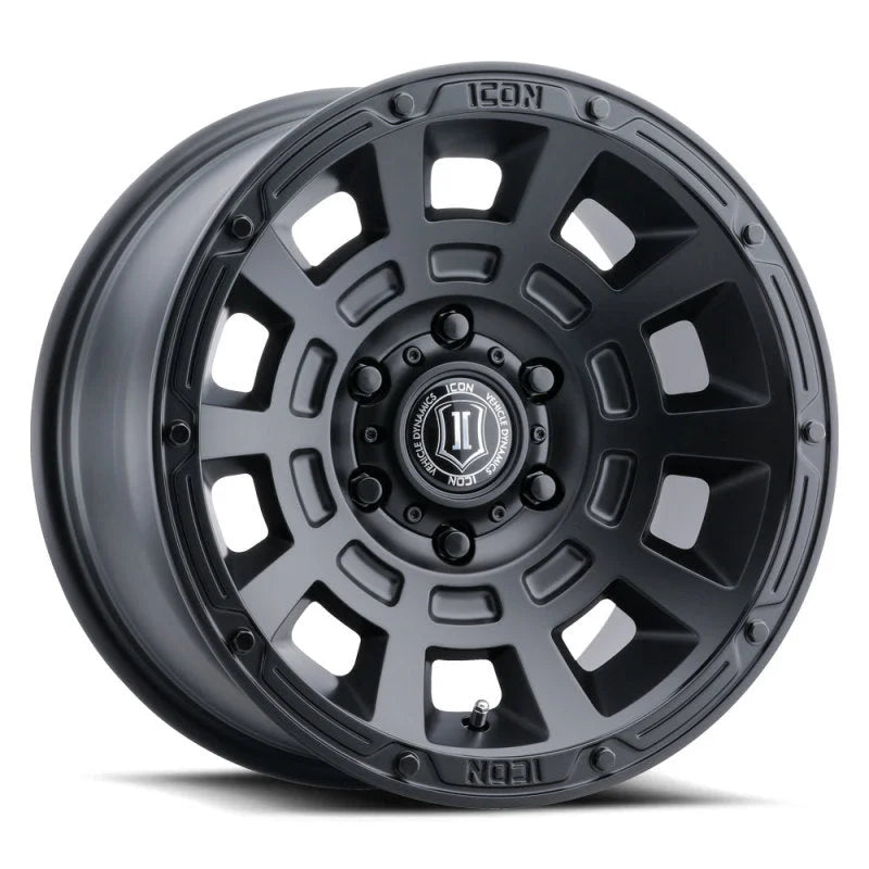 ICON Thrust 17x8.5 5x150 25mm Offset 5.75in BS Satin Black Wheel - Main Product View