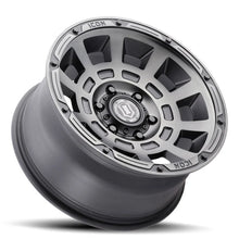 Load image into Gallery viewer, ICON Thrust 17x8.5 5x150 25mm Offset 5.75in BS Smoked Satin Black Tint Wheel - Detail View