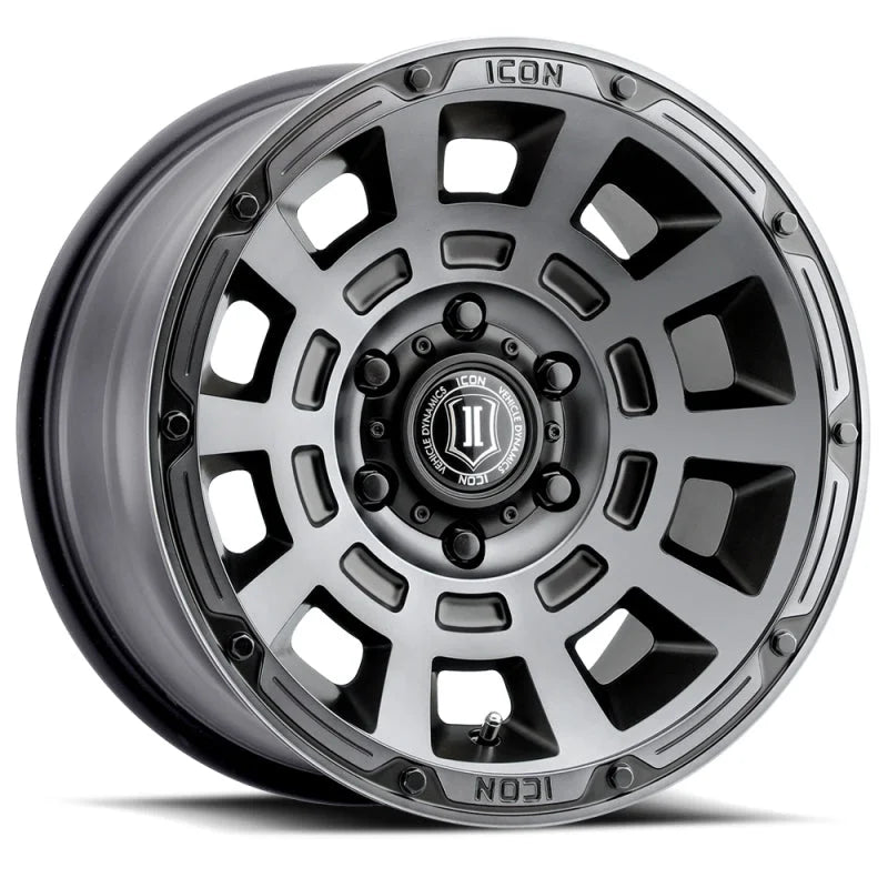 ICON Thrust 17x8.5 5x4.5 0mm Offset 4.75in BS Smoked Satin Black Tint Wheel - Main Product View
