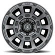 Load image into Gallery viewer, ICON Thrust 17x8.5 6x120 0mm Offset 4.75in BS Smoked Satin Black Tint Wheel - Side View