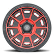 Load image into Gallery viewer, ICON Victory 17x8.5 5x4.5 0mm Offset 4.75in BS Satin Black w/Red Tint Wheel - Installation View