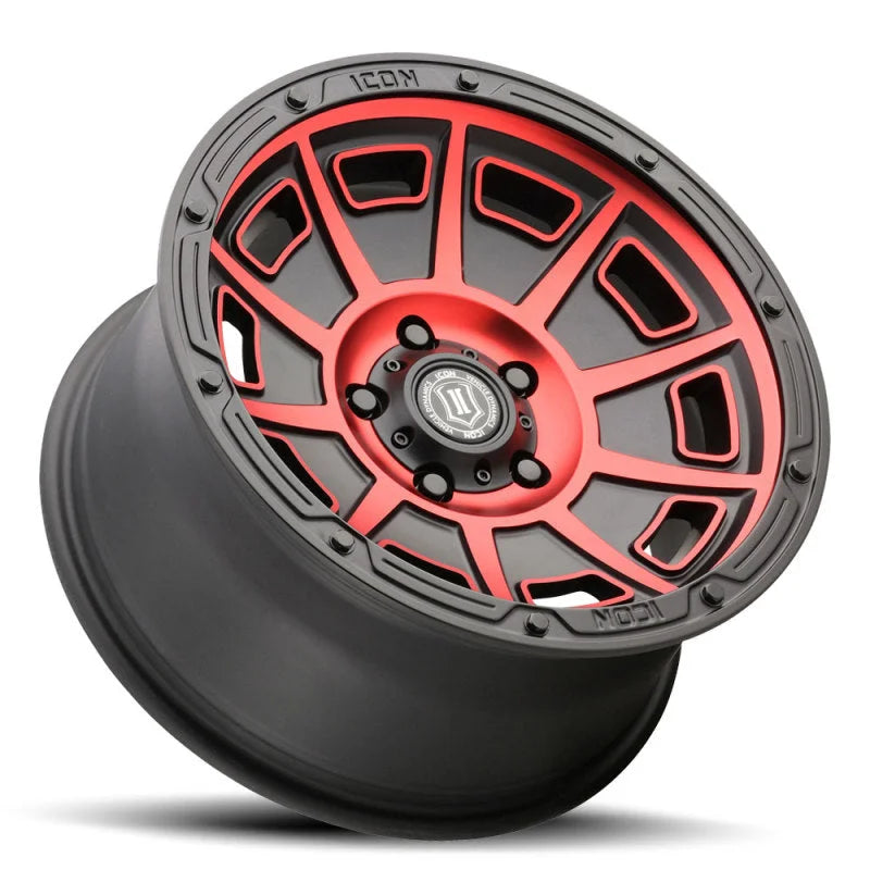 ICON Victory 17x8.5 5x4.5 0mm Offset 4.75in BS Satin Black w/Red Tint Wheel - Additional View 8