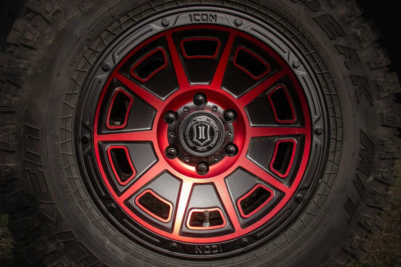 ICON Victory17x8.5 6x5.5 0mm Offset 4.75in BS Satin Black w/Red Tint Wheel - Additional View 6