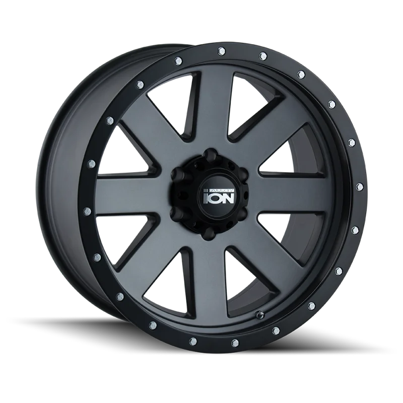ION Type 134 18x10 / 5x139.7 BP / -19mm Offset / 108mm Hub Matte Gunmetal/Black Beadlock Wheel - Side View