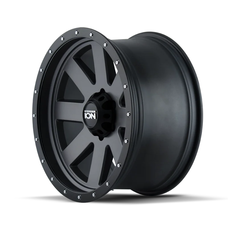 ION Type 134 18x10 / 5x139.7 BP / -19mm Offset / 108mm Hub Matte Gunmetal/Black Beadlock Wheel - Back View
