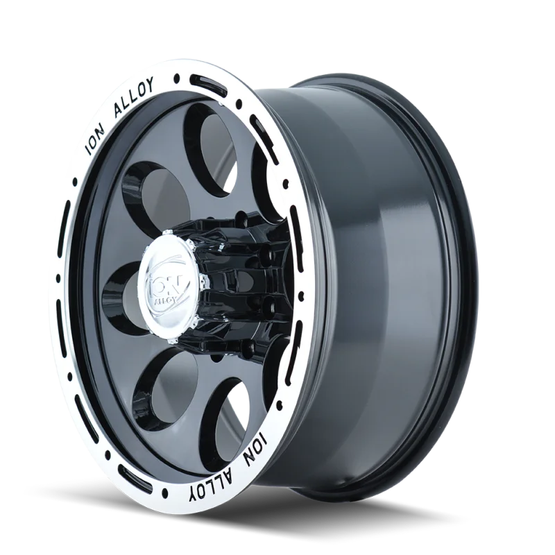 ION Type 174 16x8 / 5x127 BP / -5mm Offset / 83.82mm Hub Black/Machined Wheel - Side View