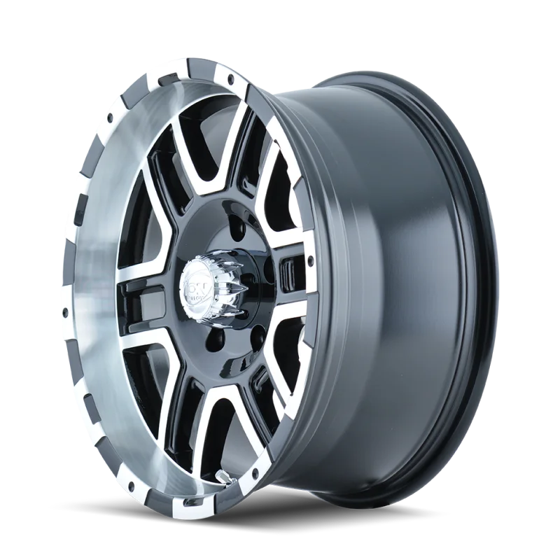 ION Type 179 16x8 / 8x165.1 BP / 10mm Offset / 130.8mm Hub Black/Machined Wheel - Side View