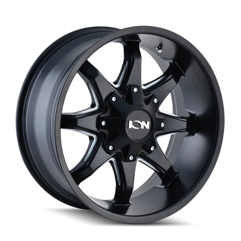 ION Type 181 17x9 / 5x114.3 BP / -12mm Offset / 87mm Hub Satin Black/Milled Spokes Wheel - Main Product View