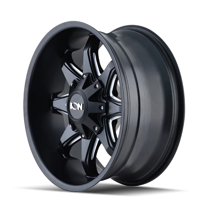 ION Type 181 17x9 / 5x114.3 BP / -12mm Offset / 87mm Hub Satin Black/Milled Spokes Wheel - Side View