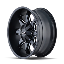 Load image into Gallery viewer, ION Type 181 17x9 / 5x114.3 BP / -12mm Offset / 87mm Hub Satin Black/Milled Spokes Wheel - Side View