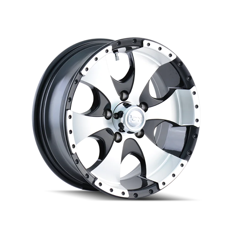 ION Wheels Type 136 14x6 / 5x114.3 BP / 0mm Offset / 83.82mm Hub Black/Machined Wheel fits 1957-1998 American Motors / Chr...