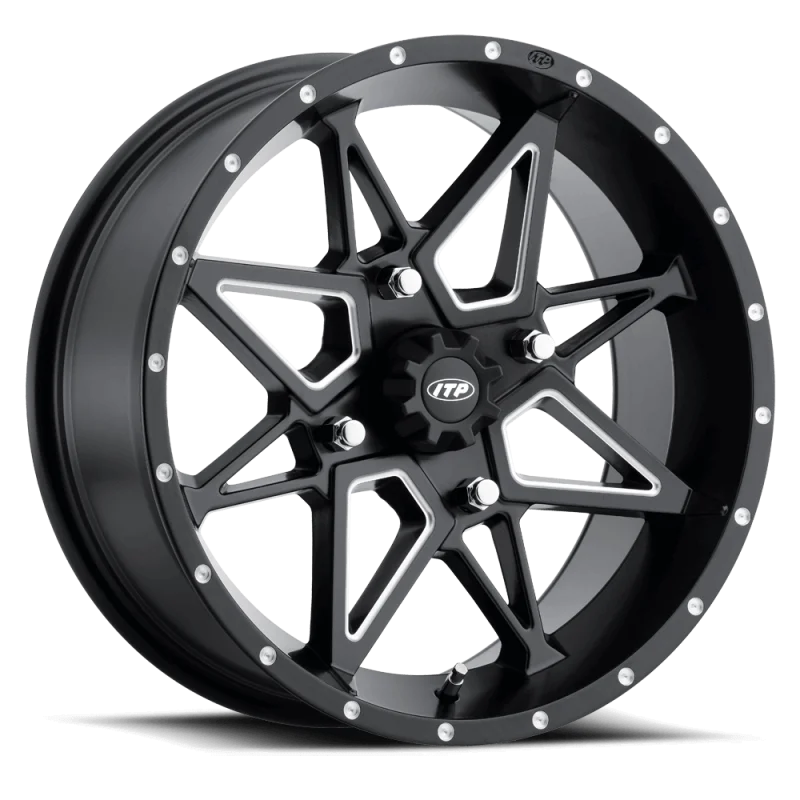 ITP Tornado 14X7 / 4x110 BP / 5+2 Offset Matte Black w/ Milled Accents Wheel