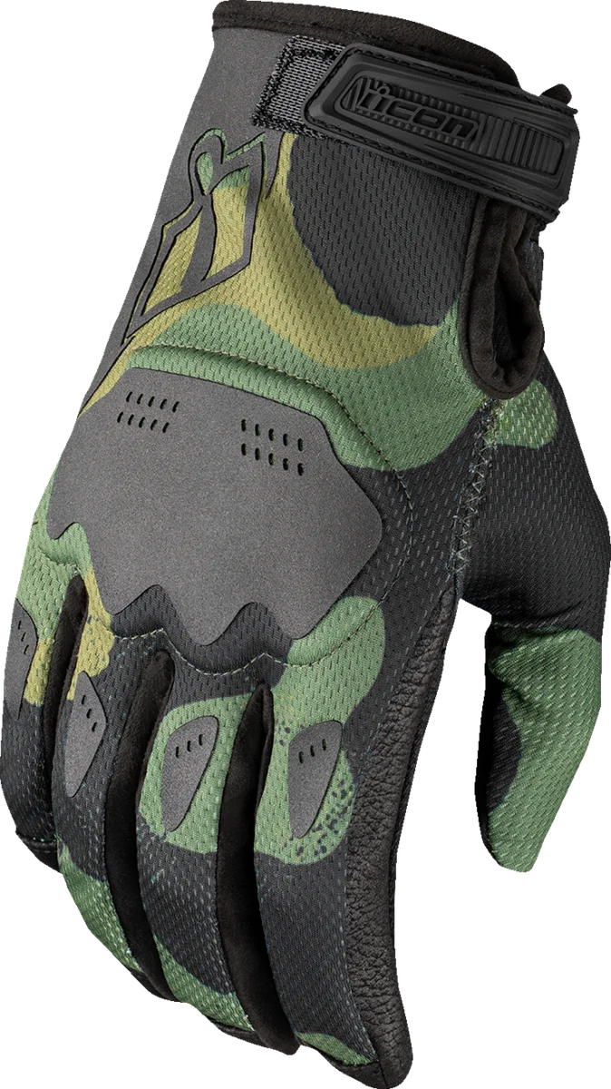 Icon - Hooligan Magnacross™ Gloves - Camo Green - 3XL - 33014826 - Back View