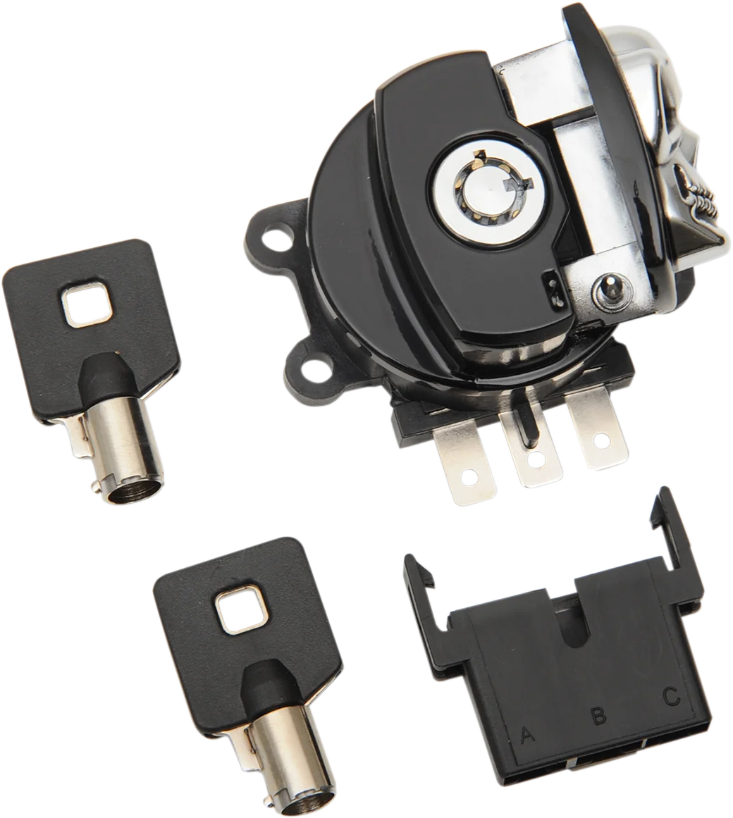 Ignition Switch - Skull - Black DragSpecialties 21-0209GBSKD - Side View