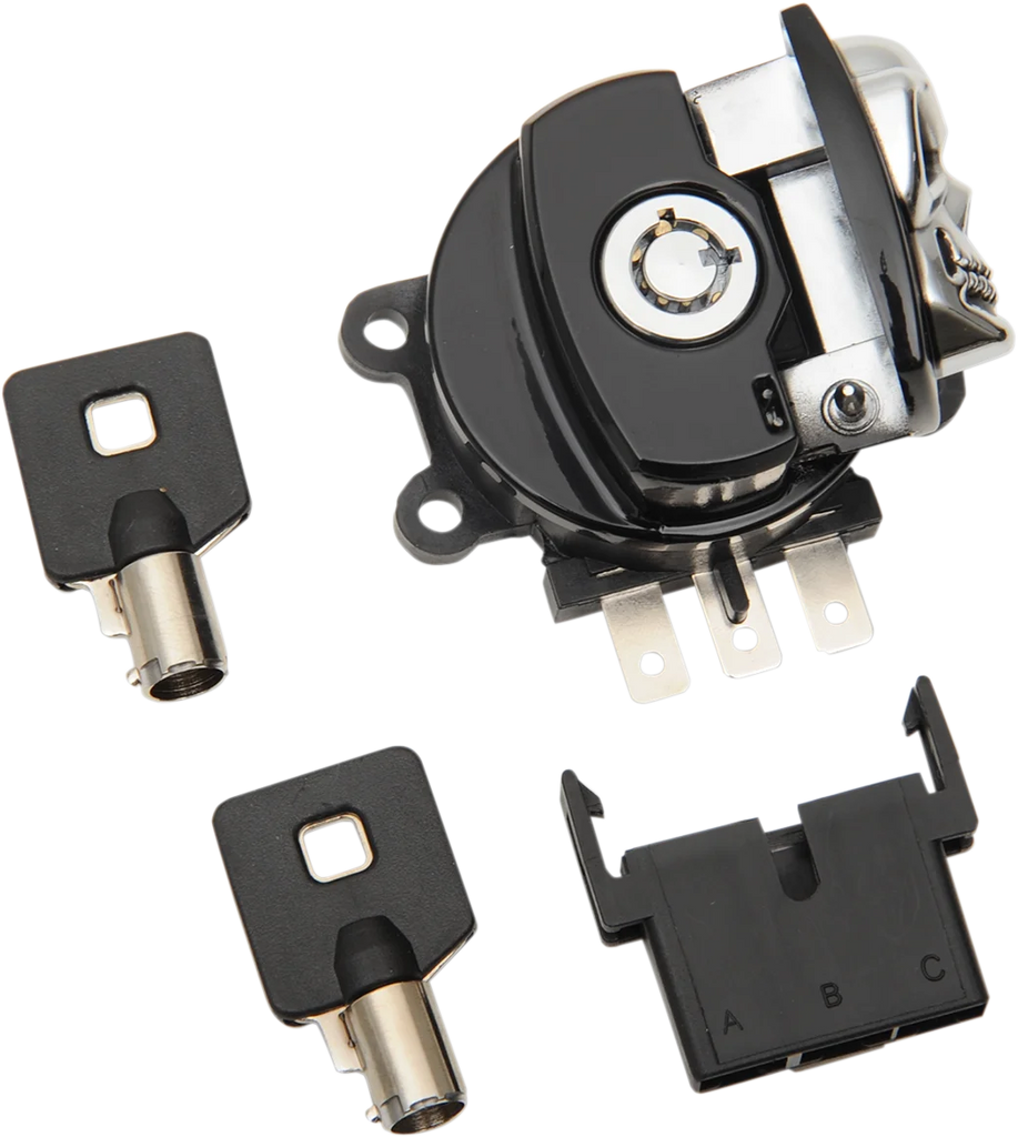 Ignition Switch - Skull - Black DragSpecialties 21-0209GBSKD - Side View