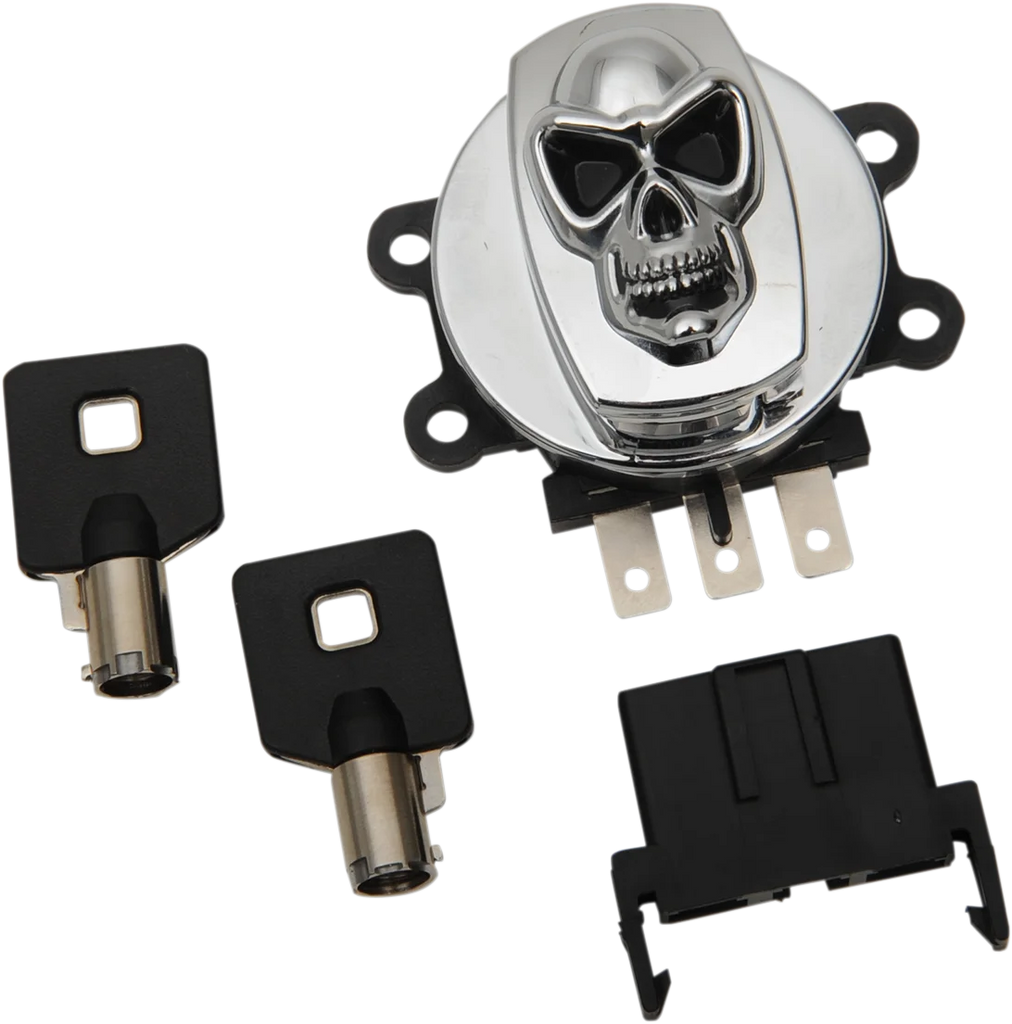 Ignition Switch - Skull - Black DragSpecialties 21-0209GBSKD - Back View