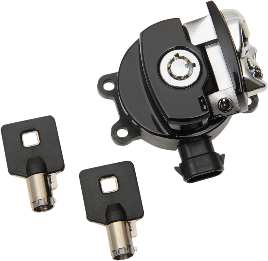 Ignition Switch - Skull - Black DragSpecialties E21-0214GBSKD - Side View