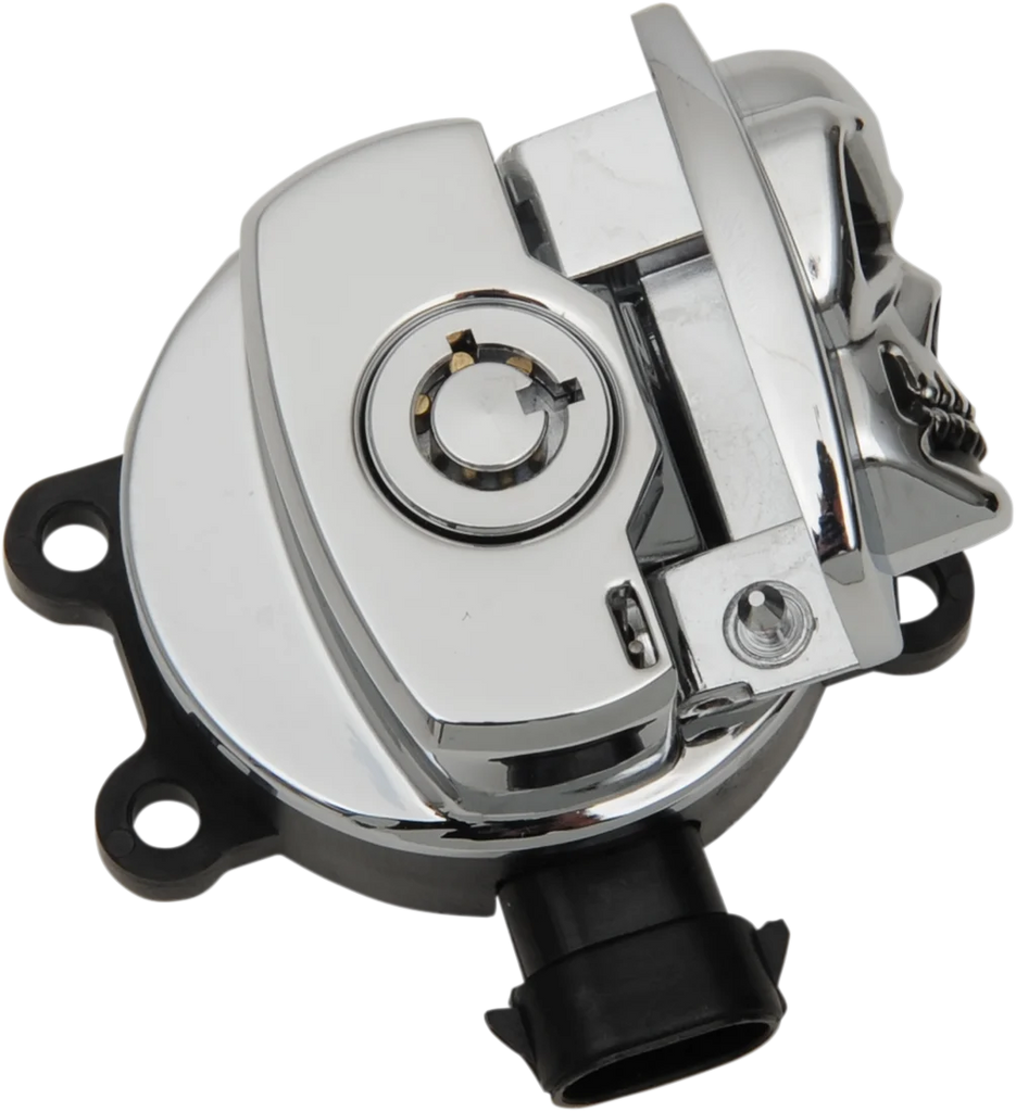 Ignition Switch - Skull - Chrome DragSpecialties E21-0214SKD - Side View